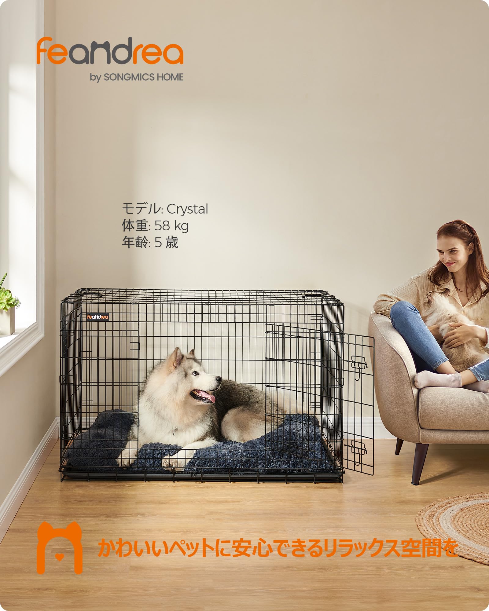 ペットゲージ PPD054B01 Amazon.co.jp: FEANDREA PPD054B01 Pet Cage, 53.5 x 31.1 x 34.3